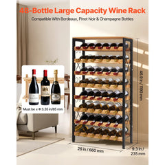 VEVOR 48 Bottle Wine Rack,8-Tier Wine Bottle Holder,Freestanding Floor Display Wine Storage Shelves with Wood Table