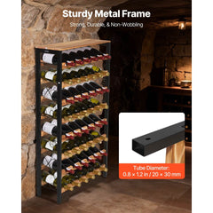 VEVOR 48 Bottle Wine Rack,8-Tier Wine Bottle Holder,Freestanding Floor Display Wine Storage Shelves with Wood Table