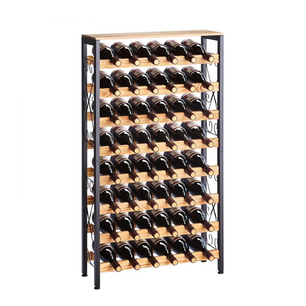 VEVOR 48 Bottle Wine Rack,8-Tier Wine Bottle Holder,Freestanding Floor Display Wine Storage Shelves with Wood Table