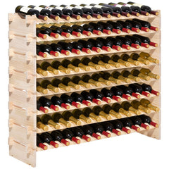 VEVOR 96 Bottle Stackable Modular Wine Rack, 8-Tier Wine Bottle Holder,Solid Wood Floor Freestanding Wine Storage Rack