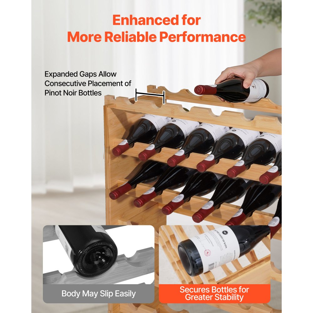 VEVOR 72 Bottle Stackable Modular Wine Rack, 8-Tier, Floor Freestanding Wine Storage Rack, Sturdy Wines Holder Display