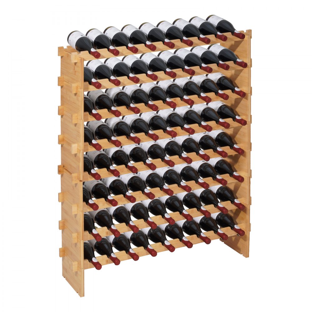 VEVOR 72 Bottle Stackable Modular Wine Rack, 8-Tier, Floor Freestanding Wine Storage Rack, Sturdy Wines Holder Display