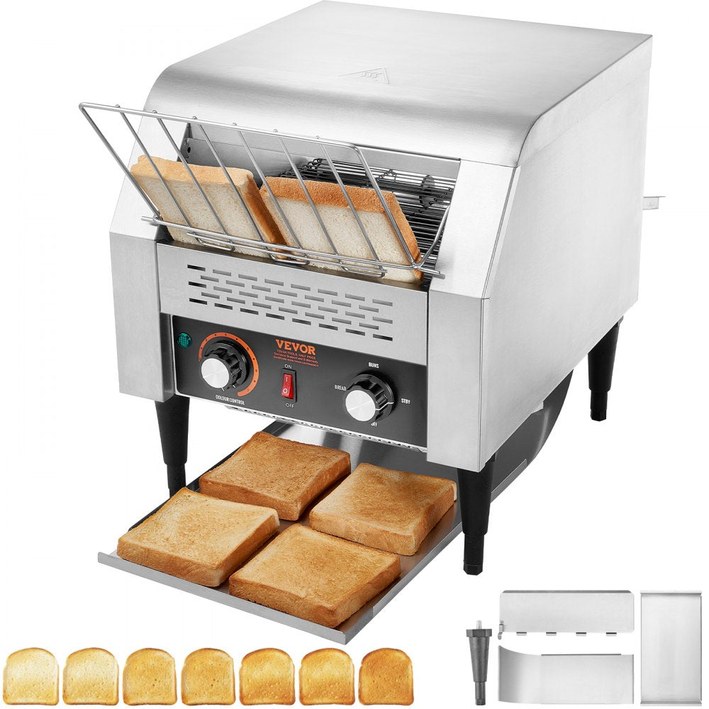 VEVOR Commercial Conveyor Toaster, 300 Slices/Hour Conveyor Belt Toaster, Heavy Duty Stainless Steel Commercial Toaster