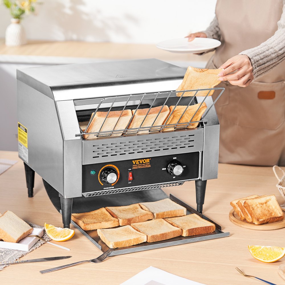 VEVOR Commercial Conveyor Toaster, 450 Slices/Hour Conveyor Belt Toaster, Heavy Duty Stainless Steel Commercial Toaster