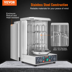 VEVOR Shawarma Grill Machine, 13lbs Capacity, Chicken Shawarma Cooker Machine with 2 Burners, 122℉-572℉ Electric