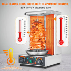 VEVOR Shawarma Grill Machine, 13lbs Capacity, Chicken Shawarma Cooker Machine with 2 Burners, 122℉-572℉ Electric