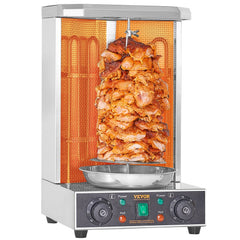 VEVOR Shawarma Grill Machine, 13lbs Capacity, Chicken Shawarma Cooker Machine with 2 Burners, 122℉-572℉ Electric