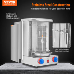 VEVOR Shawarma Grill Machine, 13 lbs Capacity, Chicken Shawarma Cooker Machine with 2 Burners, Gas Vertical Broiler