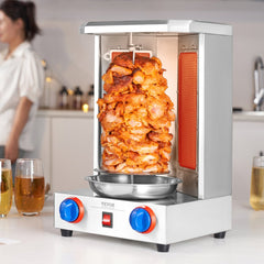 VEVOR Shawarma Grill Machine, 13 lbs Capacity, Chicken Shawarma Cooker Machine with 2 Burners, Gas Vertical Broiler
