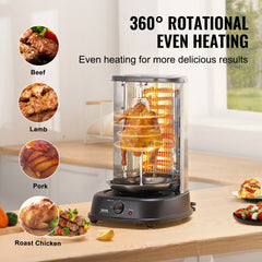 VEVOR Shawarma Grill Machine, Vertical Chicken Shawarma Cooker Machine Countertop, Electric Stainless Steel Broiler