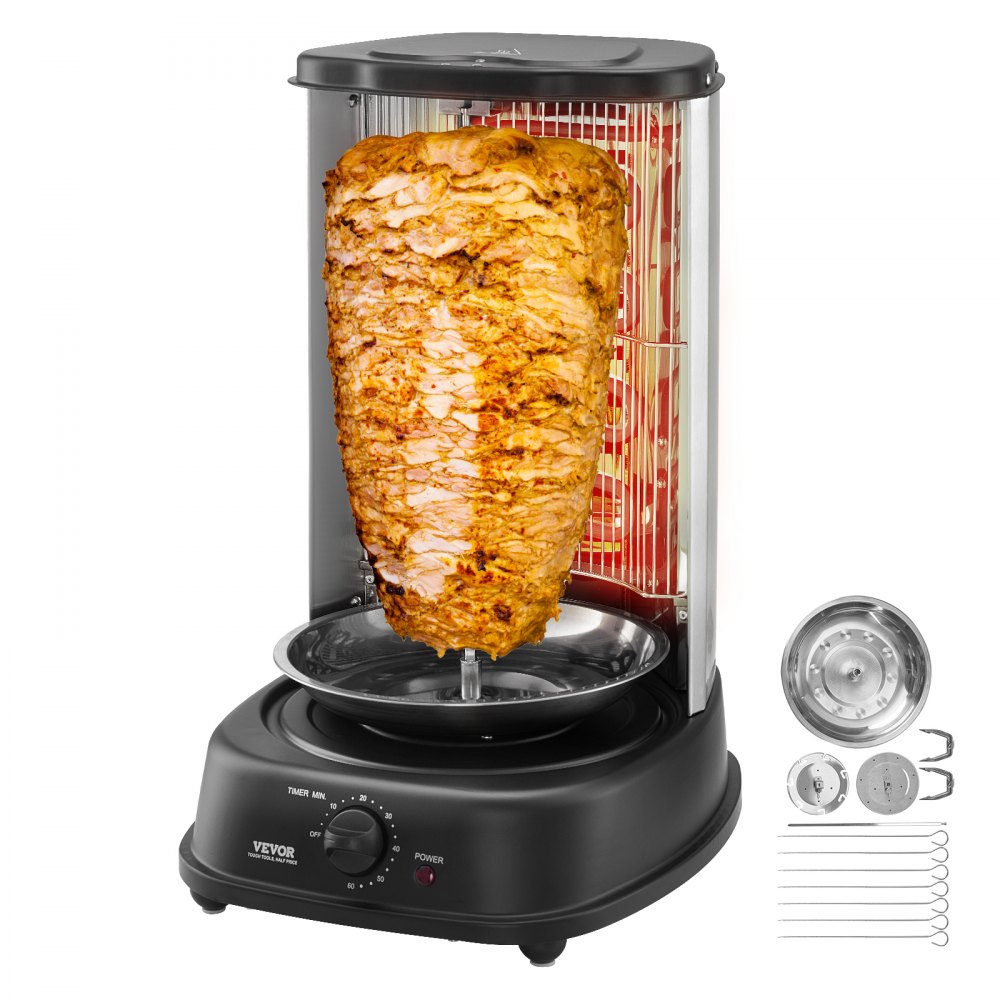 VEVOR Shawarma Grill Machine, Vertical Chicken Shawarma Cooker Machine Countertop, Electric Stainless Steel Broiler