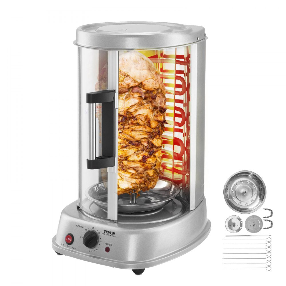 VEVOR Shawarma Grill Machine, Vertical Chicken Shawarma Cooker Machine Countertop, Electric Stainless Steel Broiler