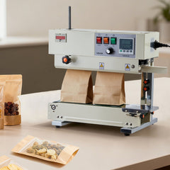 VEVOR Continuous Bag Band Sealing Machine, 0.24-0.47 in Seal Width, Vertical Band Sealer Machine with Roller Printing