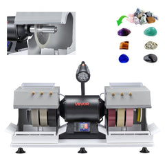 VEVOR Cabbing Machine, 8" 3/4 HP 1800 RPM Efficient, Lapidary Rock Grinder Polisher With Diamond and Resin Wheels, LED
