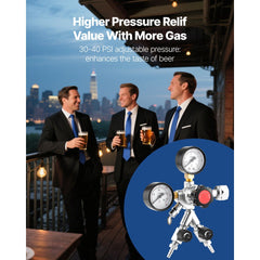VEVOR CO2 Regulator, Dual-Gauge Dual-Valve Beer Keg Regulator, 0-60 PSI Adjustable Pressure, Heavy-Duty CO2 Tank Gas