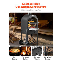 VEVOR Outdoor Pizza Oven, 12" Pellet Fire Ovens, 2-Layer Pizza Oven Wood Fired, Wood Burning Outdoor Pizza-Oven with 2