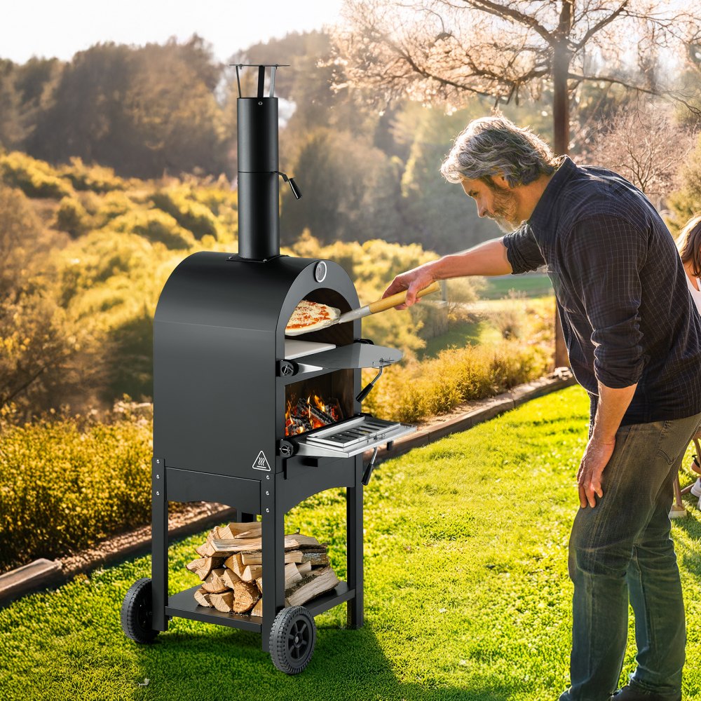 VEVOR Outdoor Pizza Oven, 12" Pellet Fire Ovens, 2-Layer Pizza Oven Wood Fired, Wood Burning Outdoor Pizza-Oven with 2