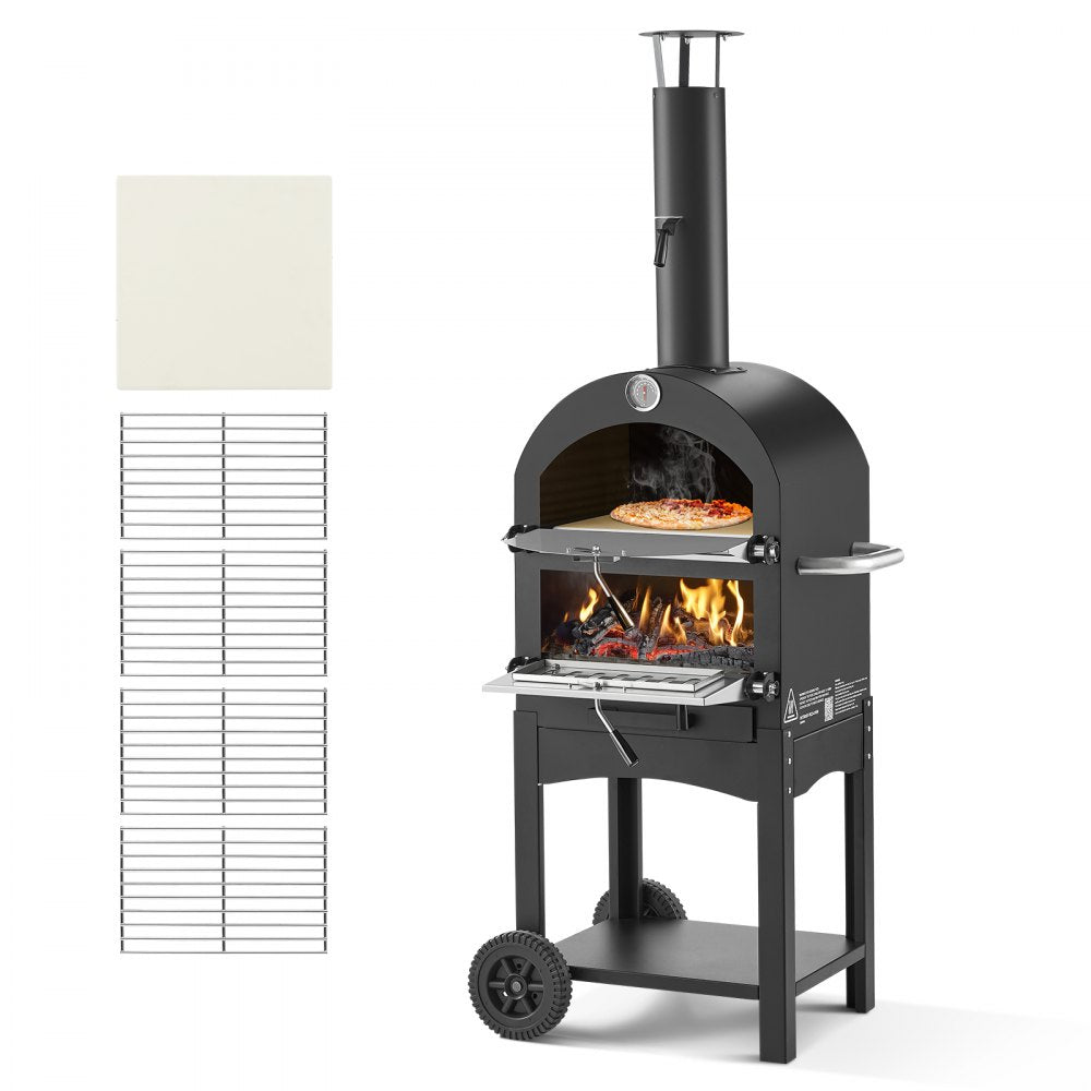 VEVOR Outdoor Pizza Oven, 12" Pellet Fire Ovens, 2-Layer Pizza Oven Wood Fired, Wood Burning Outdoor Pizza-Oven with 2