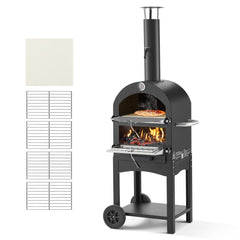 VEVOR Outdoor Pizza Oven, 12" Pellet Fire Ovens, 2-Layer Pizza Oven Wood Fired, Wood Burning Outdoor Pizza-Oven with 2