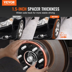 VEVOR Wheel Spacers, 1.5" 6"x5.3" Wheel Adapters, 6 Lug Forged Spacer, 87.1 mm Bore Hubcentric M14 x1.5 Studs Spacers