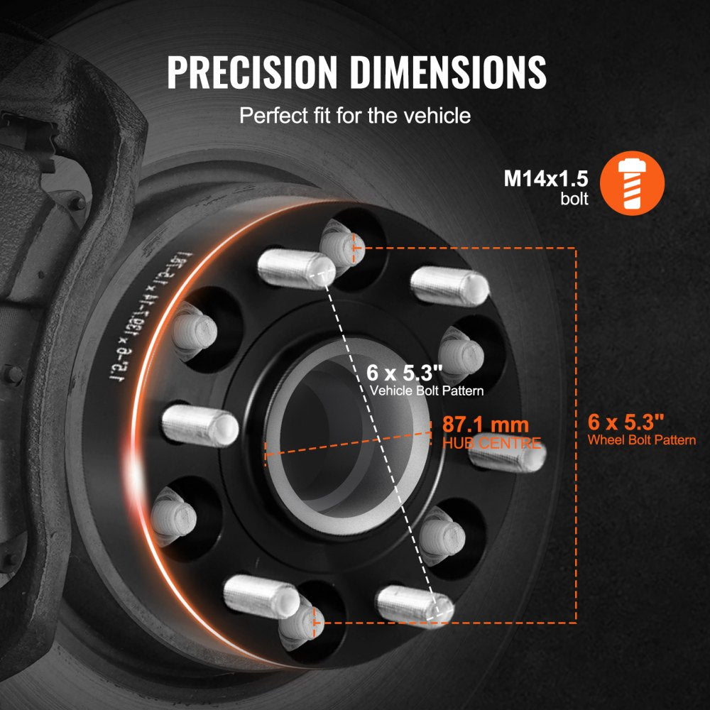 VEVOR Wheel Spacers, 1.5" 6"x5.3" Wheel Adapters, 6 Lug Forged Spacer, 87.1 mm Bore Hubcentric M14 x1.5 Studs Spacers