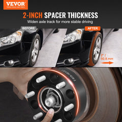 VEVOR Wheel Spacers, 2" 6"x5.3" Wheel Adapters, 6 Lug Forged Spacer, 87.1 mm Bore Hubcentric M14 x2 Studs Spacers, Fit