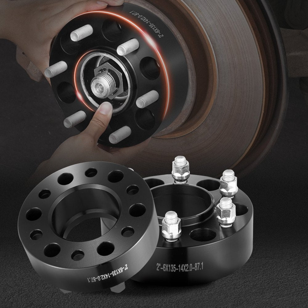 VEVOR Wheel Spacers, 2" 6"x5.3" Wheel Adapters, 6 Lug Forged Spacer, 87.1 mm Bore Hubcentric M14 x2 Studs Spacers, Fit