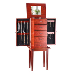 VEVOR Jewelry Cabinet Armoire, Standing Wood Jewelry Storage Chest with 4 Spacious Drawers, Flip Top Mirror, 4 Top