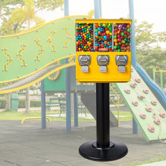 VEVOR Commercial Vending Machine, Triple Compartment Candy Dispenser with Iron Stand, Gumball and Candy Machine for