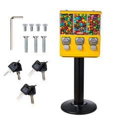 VEVOR Commercial Vending Machine, Triple Compartment Candy Dispenser with Iron Stand, Gumball and Candy Machine for