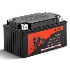 VEVOR Motorcycle Battery, 12 Volt 4Ah, LiFePO4 Lithium Pre-Charged Powersports Battery, Maintenance Free & High
