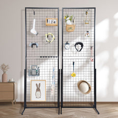 VEVOR 2' x 5.6' Grid Wall Panels Tower, 2 Packs Wire Gridwall Display Racks with T-Base Floorstanding, Double Side