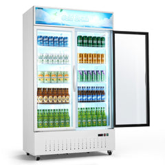 VEVOR Commercial Merchandiser Refrigerator, 35.3 Cu.Ft / 1000L Upright Beverage Cooler, 2 Glass Door Display