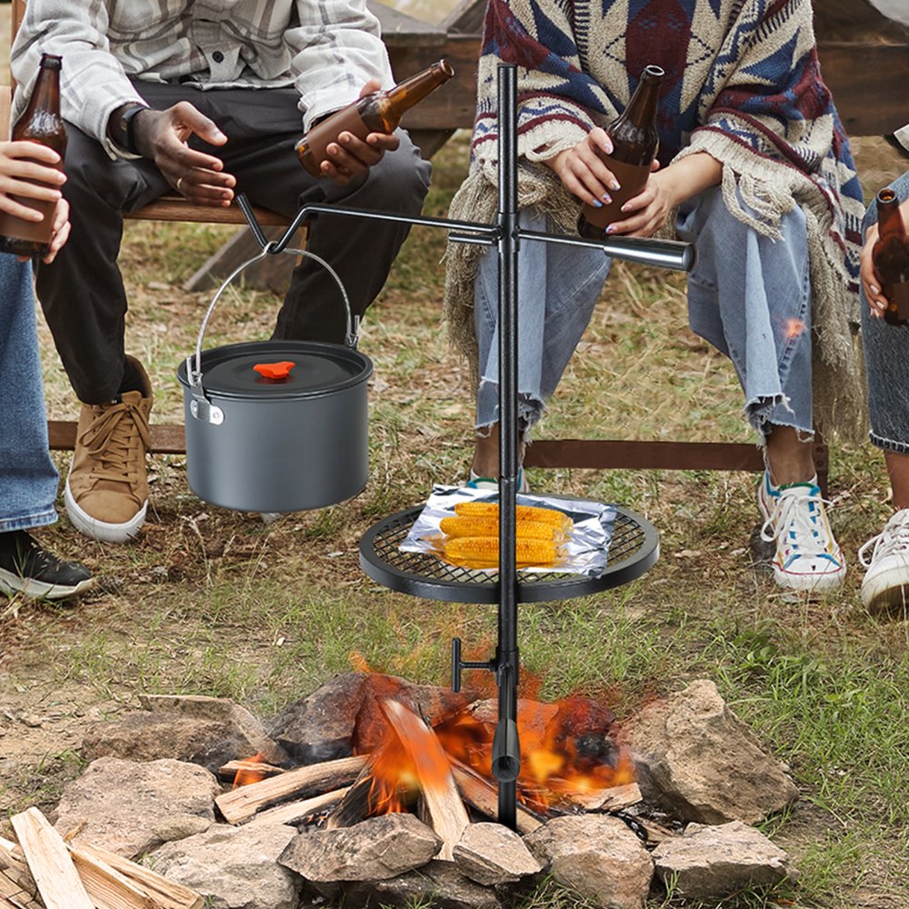 VEVOR Swivel Campfire Grill, Fire Pit Grill Grate over Fire Pits, Heavy Duty Steel Grill Grates, 360° Adjustable Open