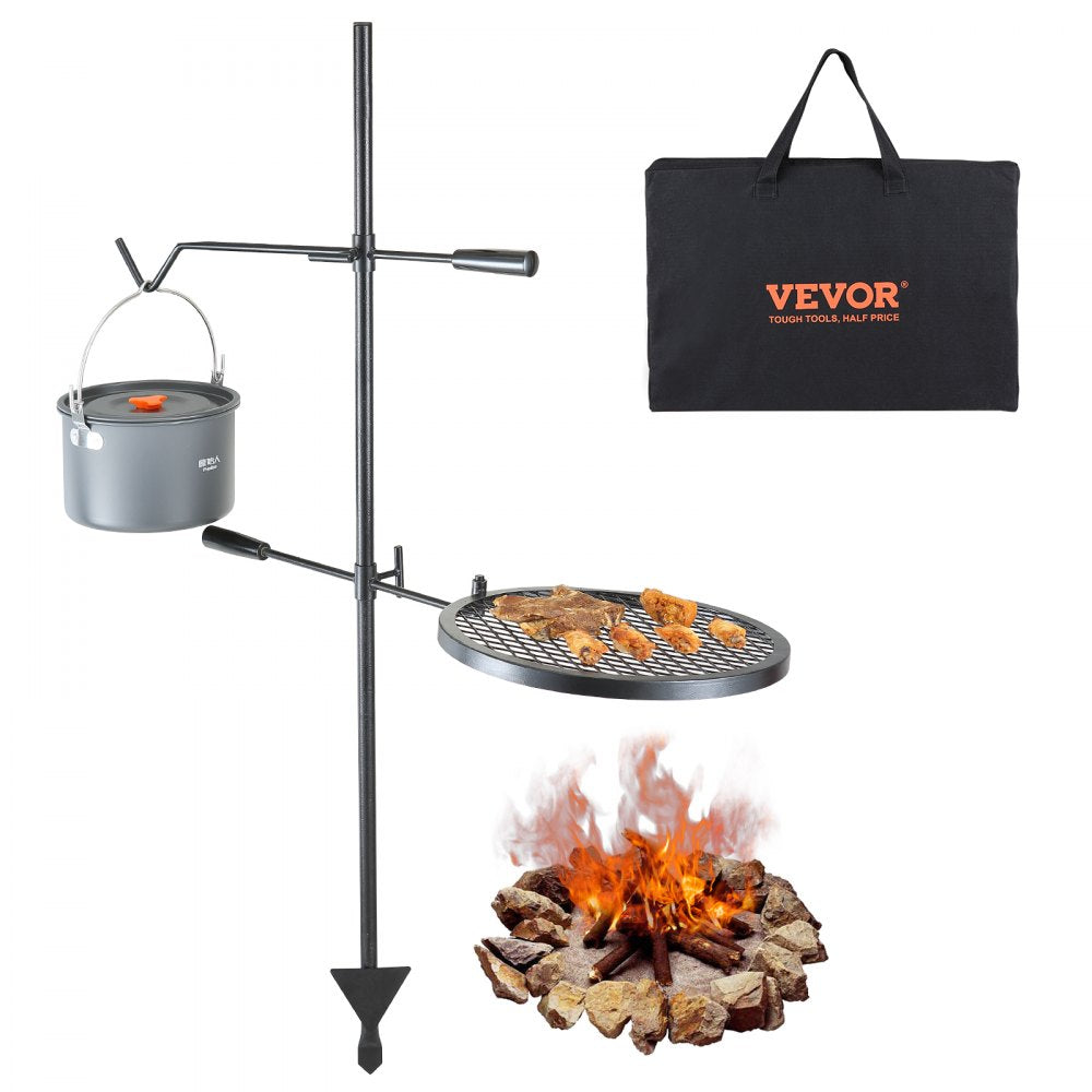 VEVOR Swivel Campfire Grill, Fire Pit Grill Grate over Fire Pits, Heavy Duty Steel Grill Grates, 360° Adjustable Open