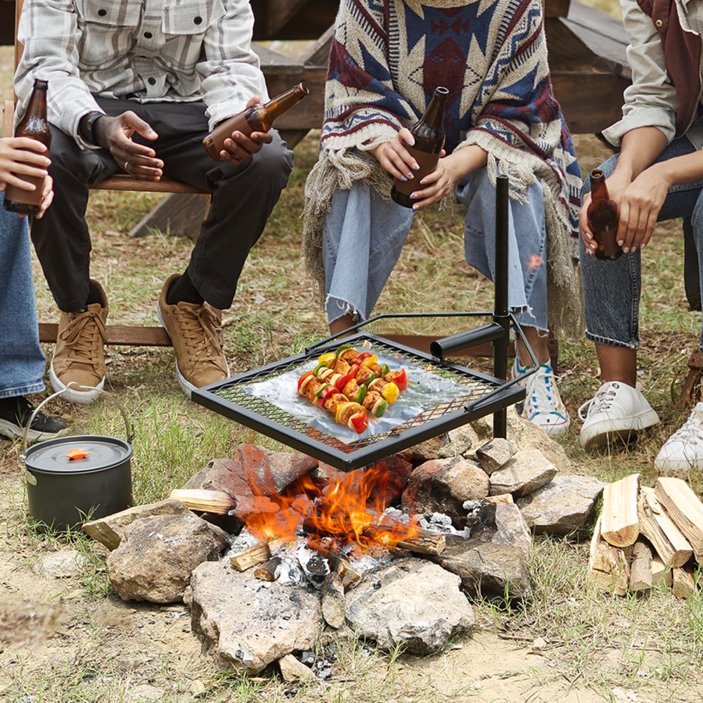 VEVOR Swivel Campfire Grill, Fire Pit Grill Grate over Fire Pits, Heavy Duty Steel Grill Grates, 360° Adjustable Open