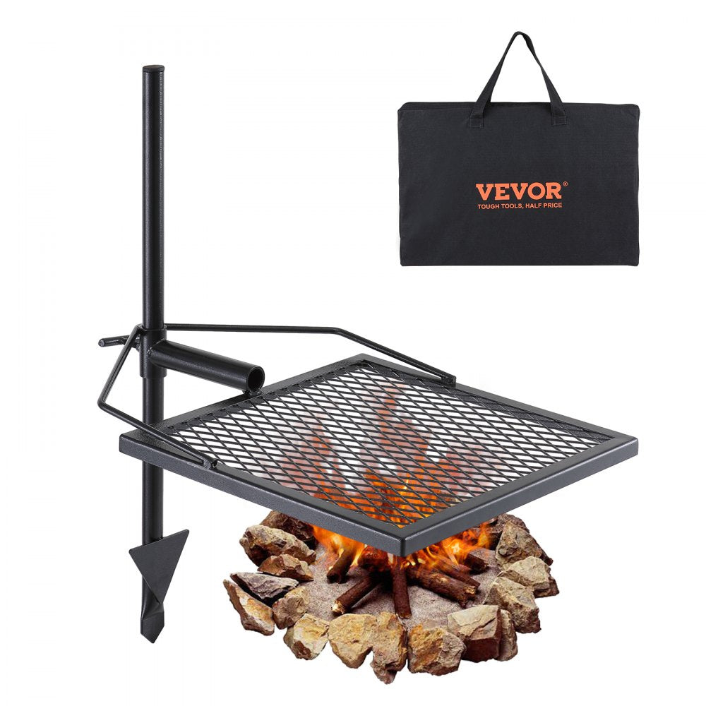 VEVOR Swivel Campfire Grill, Fire Pit Grill Grate over Fire Pits, Heavy Duty Steel Grill Grates, 360° Adjustable Open