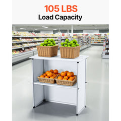 VEVOR Promotion Counter Table, Portable Tradeshow Podium Table, 30.91" x 14.96" x 71.46", Display Exhibition Counter