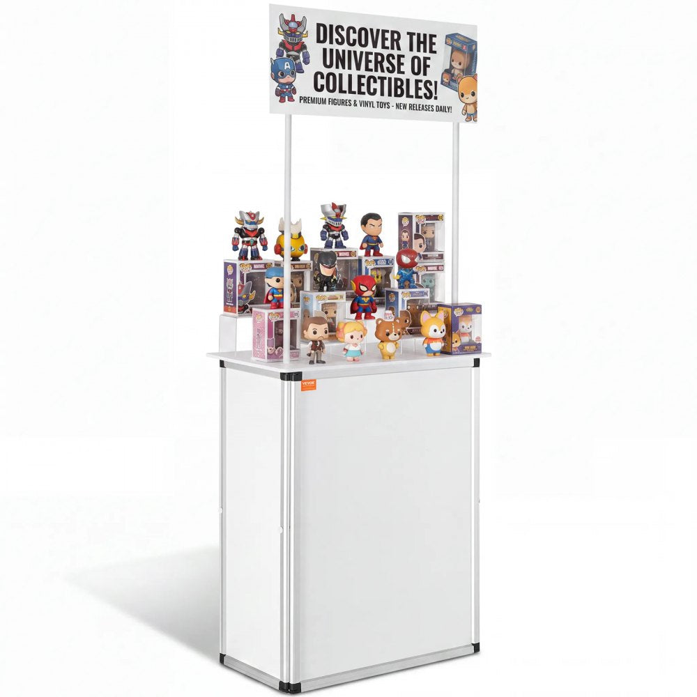 VEVOR Promotion Counter Table, Portable Tradeshow Podium Table, 30.91" x 14.96" x 71.46", Display Exhibition Counter