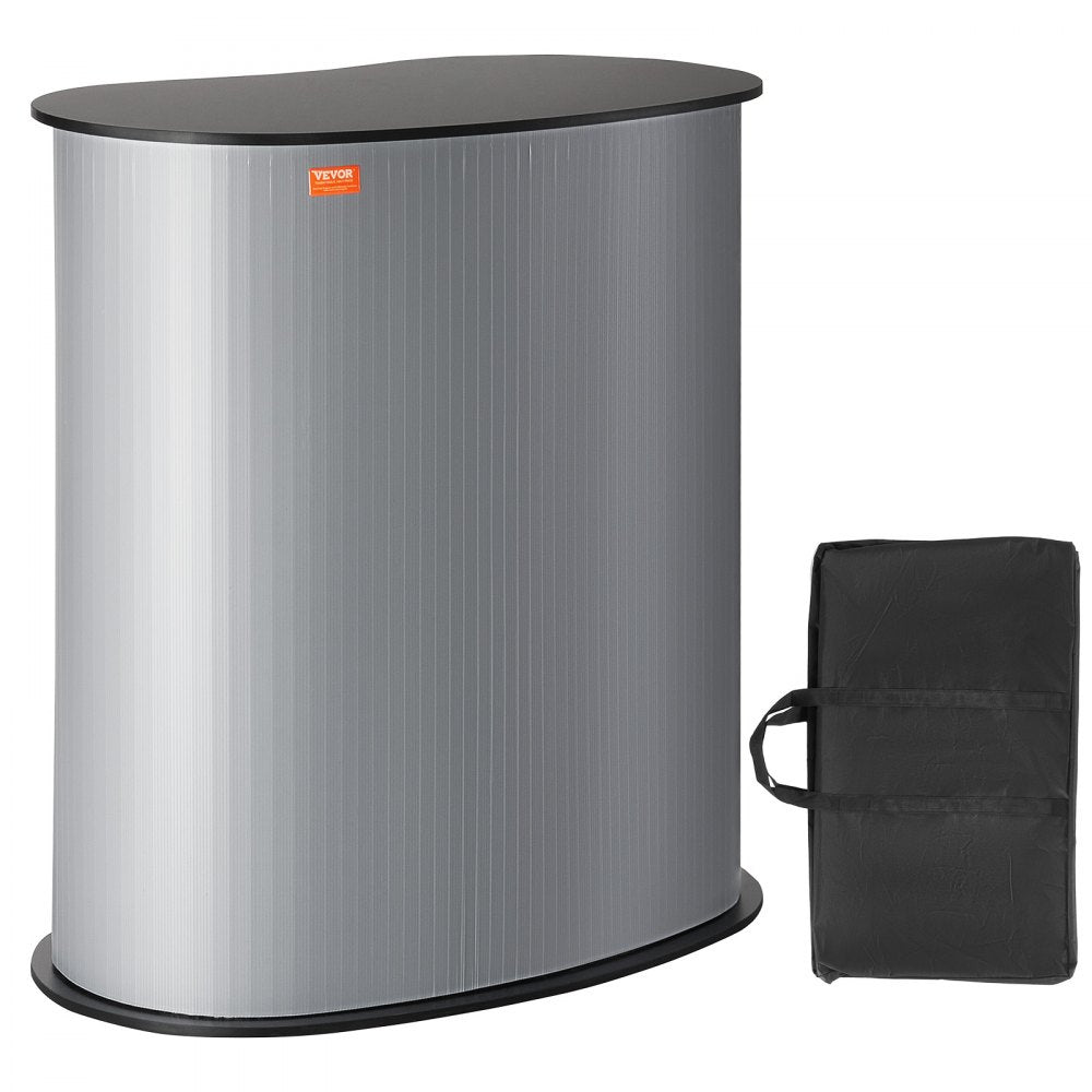 VEVOR Portable Tradeshow Podium Table, 35.43" x 19.29" x 37.01", Display Exhibition Counter Stand Booth Fair with Wall