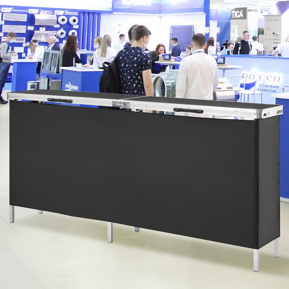 VEVOR Extra Long Folding Portable Bar Table - Tradeshow Podium Table for Indoor, Outdoor, Party, Picnic, Exhibition
