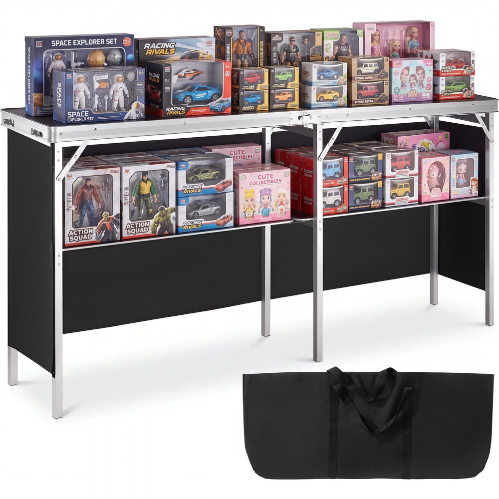VEVOR Extra Long Folding Portable Bar Table - Tradeshow Podium Table for Indoor, Outdoor, Party, Picnic, Exhibition