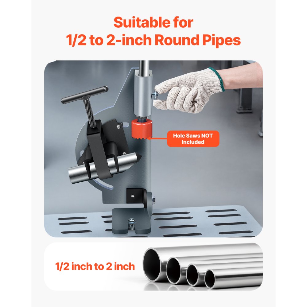 VEVOR Pipe Notcher, Tubing Notcher for 1/2 to 2-inch Pipes, Pipe & Tube Notcher with 0 to 60° Adjustable Angle for