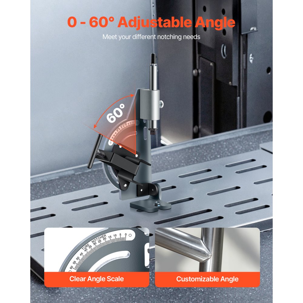 VEVOR Pipe Notcher, Tubing Notcher for 1/2 to 2-inch Pipes, Pipe & Tube Notcher with 0 to 60° Adjustable Angle for