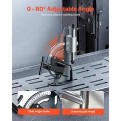 VEVOR Pipe Notcher, 1/2 to 2-inch Tubing Notcher with 0 to 60° Adjustable Angle, Pipe and Tube Notching Tool for Repair