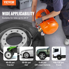 VEVOR Tire Bead Blaster, 5 Gallon/19L Capacity, Includes Pressure Gauge & Handle, 145 PSI Max Inflation Tank, Operates