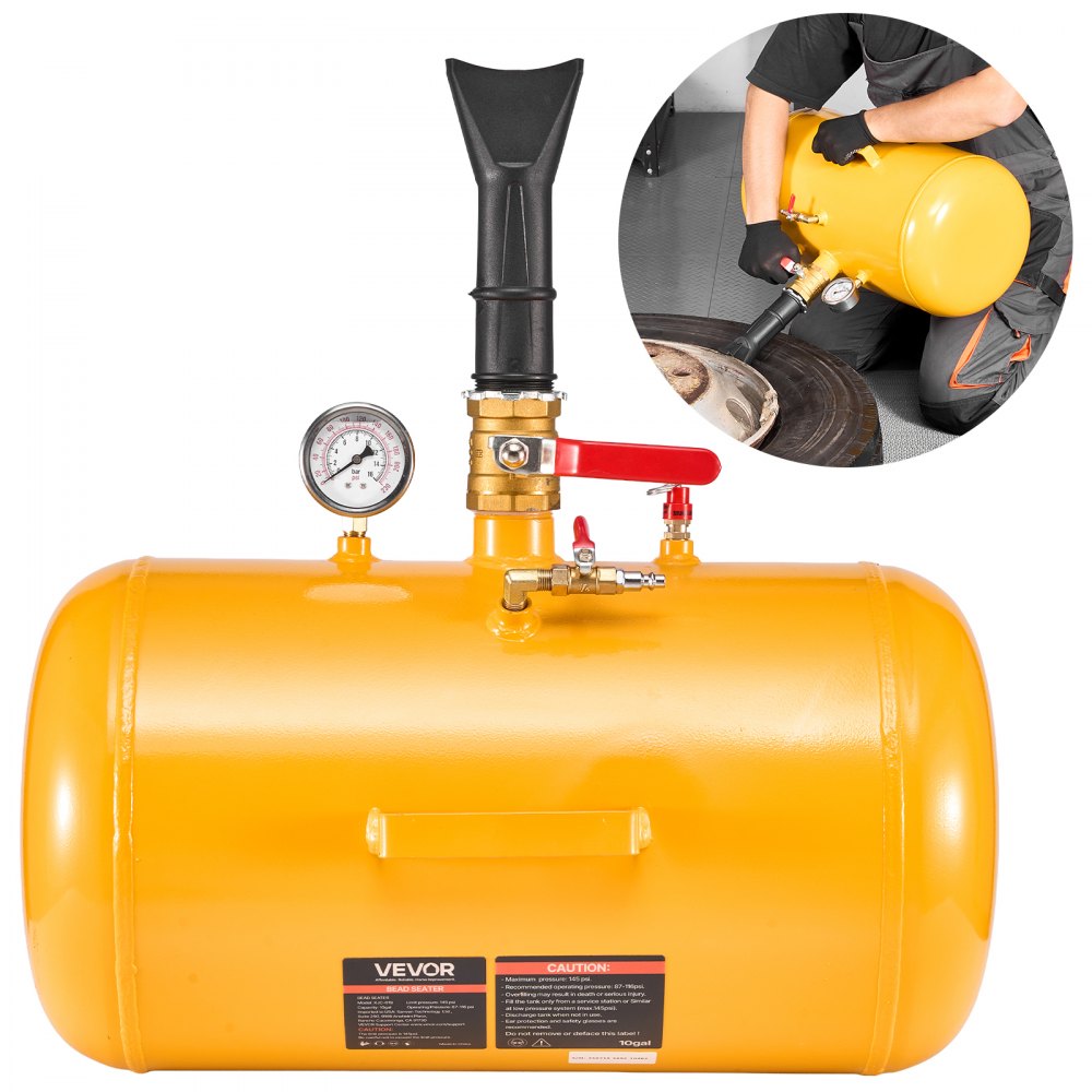 VEVOR Air Tire Bead Seater, 10 Gal / 37.9 L, Heavy Duty Tire Bead Blaster Tool, 87-116 PSI Operating Pressure, Air