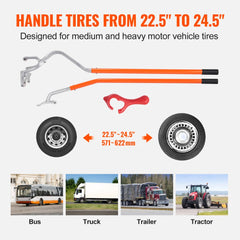 VEVOR Tire Mount Demount Tool, 22.5"-24.5" Manual Steel Tire Changer Mount Demount Removal Tool, with Extra Bead