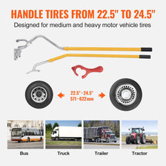VEVOR Tire Mount Demount Tool, 22.5-24.5 inch Manual Steel Tire Changer Mount Demount Removal Tool, with Extra bead