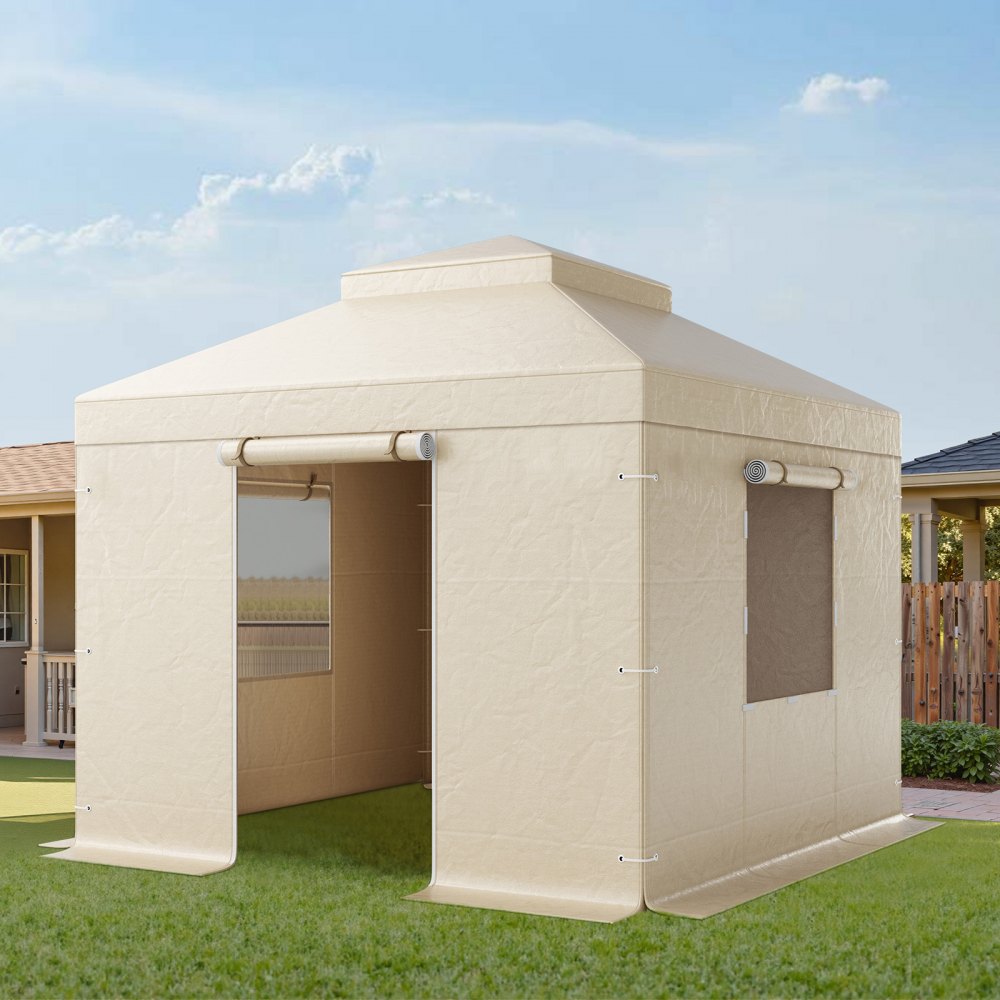 VEVOR Winter Gazebo Cover Fits 10 x 10 ft Hardtop Gazebos, All-Weather Double-Tiered Gazebo Cover with Sidewalls & Mesh